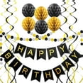 thumbnail image 1 of WarmHaven Black Birthday Decorations, Black and Gold Happy Birthday Banner, Happy Birthday Decorations for Men, Women, Boys and Girls, 1 of 14