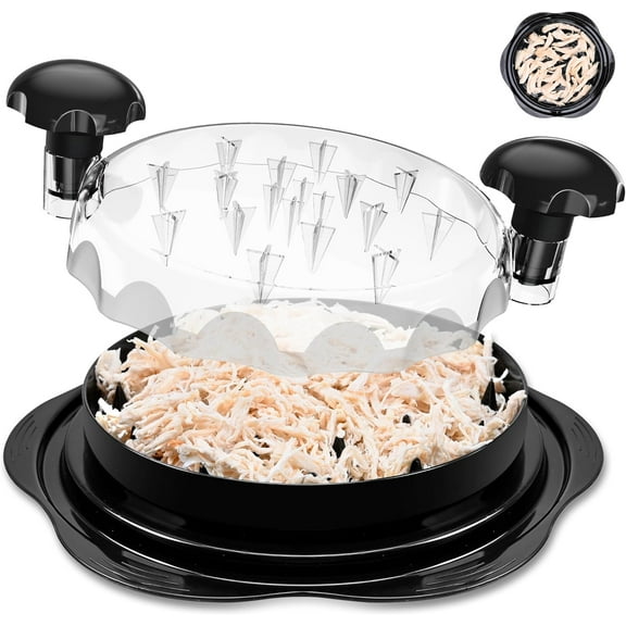 WarmHaven Chicken Shredder Tool Twist:2025 Pro Food-Grade Visible Meat Shredder with Strong Anti-Slip Base,Ergonomic Handle,Chicken Breast Shredder,Suitable for Pork Beef Chicken (Black, 10.8 inch)