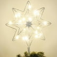 thumbnail image 1 of WarmHaven Christmas Tree Topper, Glittered Silver 8-Pointed Star Tree Topper for Christmas Treetop, 20 LED Timer Sparkling Tree Toppers for Christmas Tree Decorations, 1 of 14