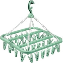 WarmHaven Clothes Drying Hanger with 32 Clips and Drip Foldable Hanging Rack (Light Green)