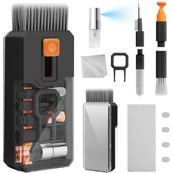 WarmHaven Keyboard Cleaning Kit Laptop Cleaner,All-in-One Computer Camera Cleaning Kits Brush Tool,Multi-Function PC Electronic Cleaner for iPad iPhone Pro Earbuds Camera Monitor with Patent,Black