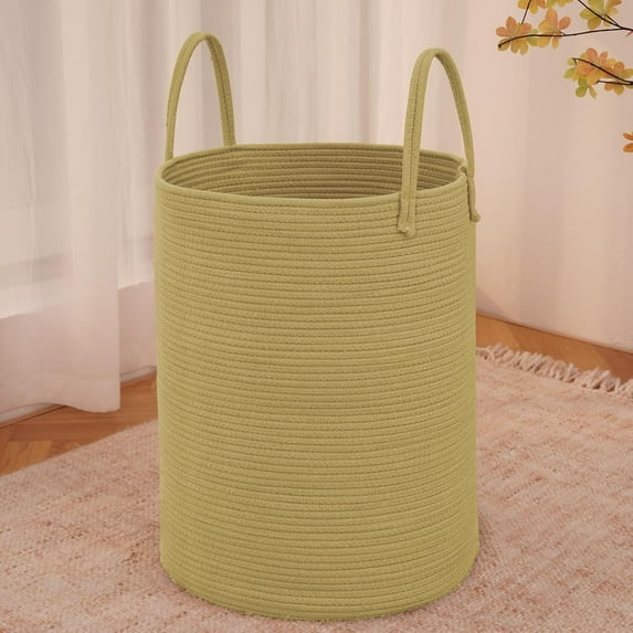 WarmHaven Large Woven Laundry Basket Hamper,100L Cotton Rope Storage Bin for Blankets,Toys and Clothes,Decorative Tall Nursery Hamper for Living Room,Baby Nursery,Bathroom and Bedroom,Jute