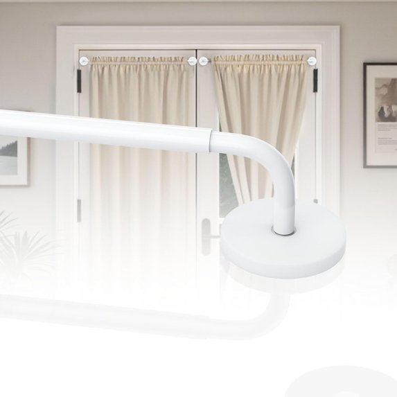 WarmHaven Magnetic Curtain Rods for Door, Adjustable 18 to 30 Inch Curtain Rod, 1/2 Inch Diameter Magnetic Café Rod Appliances for Metal Cafe Door French Doors Window(White, 1Pack)