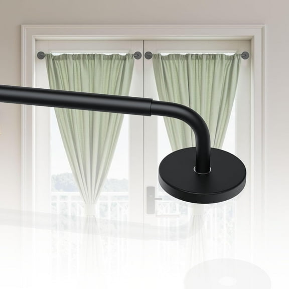 WarmHaven Magnetic Curtain Rods for Metal Door, 18 to 30 Inch Curtain Magnet Rod 1/2 Inch Diameter Magnetic Café Rod Adjustable Appliances for French Doors Cafe Window(Black, 1Pack)
