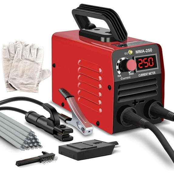WarmHaven Mini Stick Welder Machine,110V 250A ARC Portable MMA Welding Machine for Beginners,Welding Machine with 10pcs Welding Rod Tools,IGBT Inverter Welder,Hot Start Arc Force Anti-stick (Red)