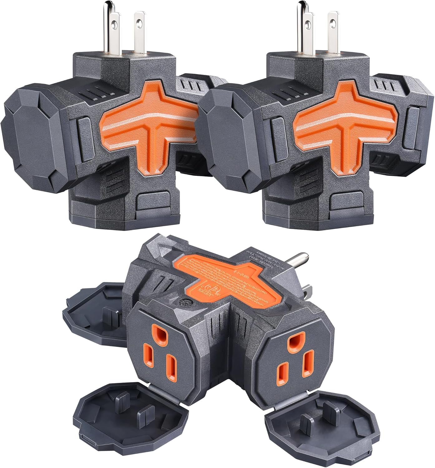 WarmHaven Outdoor 3 Way Plug Adapter, Multi Plug Outlet Waterproof, 1 ...