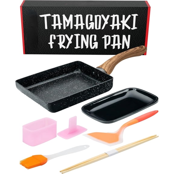 WarmHaven Pan SetJapanese Omelette Pan with Kitchen Cooking Tools Like Musubi Mold, Spatula&Other Omelet AccessoriesMultifunctional PFOA-Free Nonstick Square Frying Pan5x7 Inches