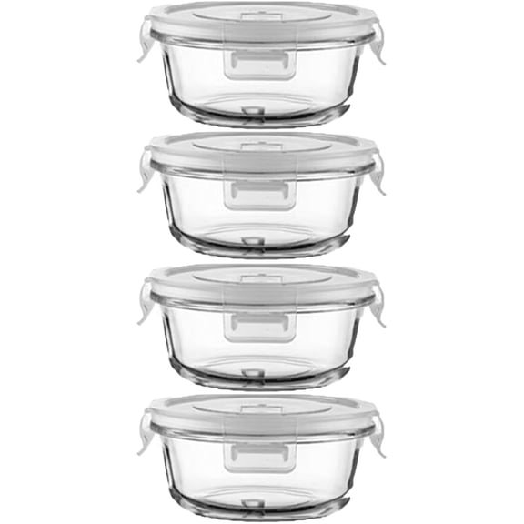 WarmHaven Small Round Glass Containers with lids, Round Food Storage Containers with Lid, 1.5 Cup Small Glass Food Containers with Lids BPA-Free, Microwave, Dishwasher, Freezer Safe (4 Pack)