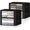 thumbnail image 1 of WarmHaven Storage 4-Pack Clothes Organizer Storage Bags Foldable Storage Box with Large Clear Window Sturdy Handles for Closet, Dorm, Pillows, Bedding, Clothes, Stuffed Toys, Blankets, 35L, Black, 1 of 15
