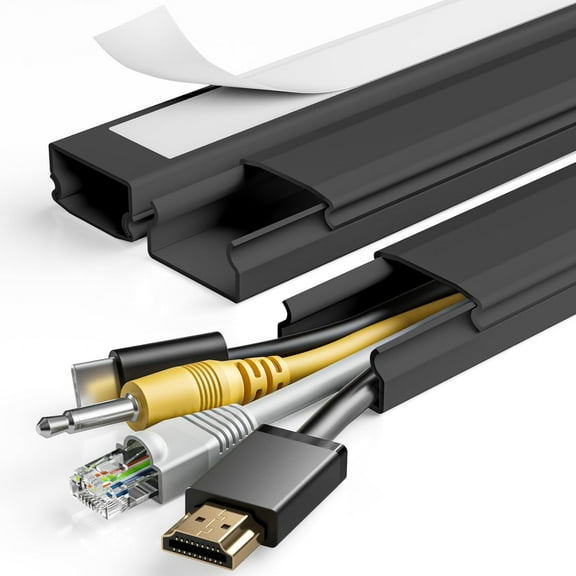 WarmHaven TV Cord Hider, 47In Large Cable Hider, Wire Covers for 4 Cords, Wire Hiders for TV on Wall, Cable Raceway Concealer, 3×L15.7in W1.18in H0.6in, Black