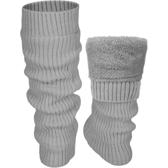 WarmHaven Winter Fleece Lined Leg Warmers for Women Knit Long Leg Warmers Warm Fleece Lined Boot Socks for Skating Daily Wear