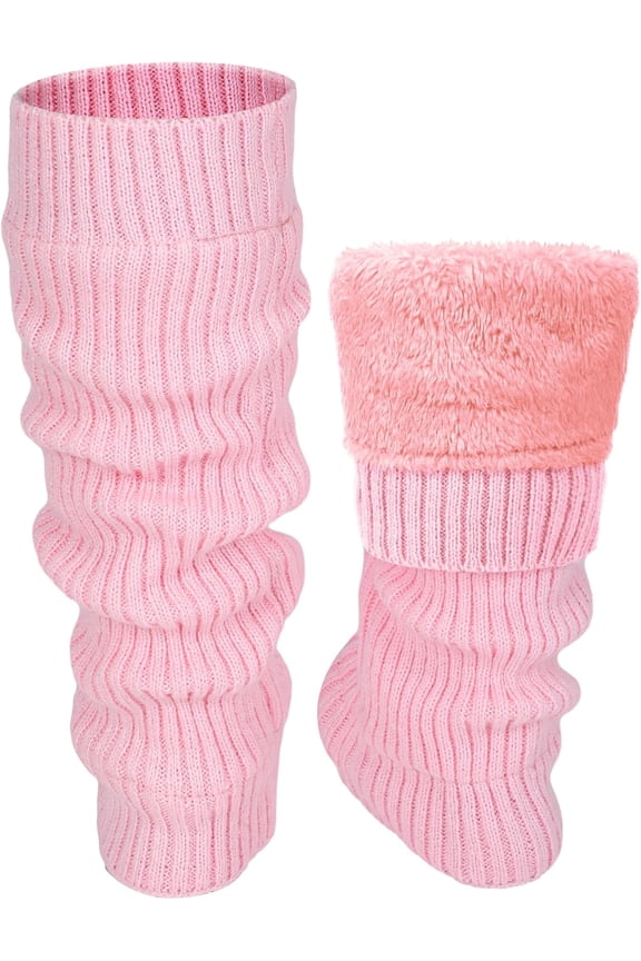 WarmHaven Winter Fleece Lined Leg Warmers for Women Knit Long Leg Warmers Warm Fleece Lined Boot Socks for Skating Daily Wear