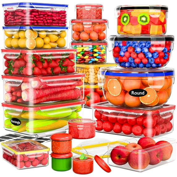 40 Pcs Food Storage Containers with Lids Airtight- Plastic Meal Prep Container for Pantry Kitchen Organization, Microwave, Dishwasher, Freezer Safe -100% Leak Proof (20 Stackable Boxes-20 Lids)