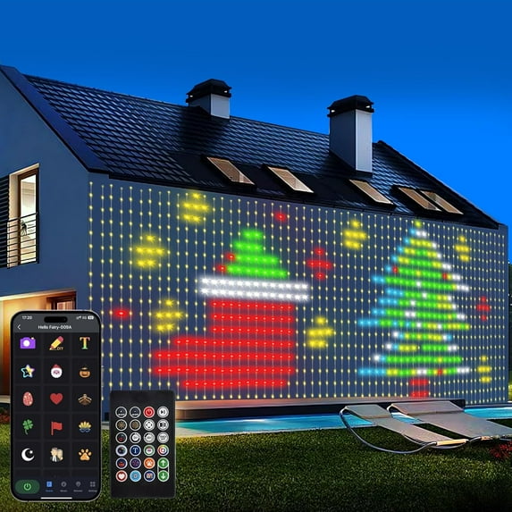 WarmHavenCurtain Lights Plug in, 400 LED Smart Curtain Lights 6.6 x 6.6ft with APP & Remote RGB & IC DIY Pattern Music Sync for Bedroom Backdrop Decor