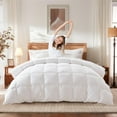 thumbnail image 1 of WarmKiss King Size Goose Feather Down Comforter – Ultra-Soft 100% Cotton Cover, Moisture-Wicking, Natural Kapok Fill, 55oz Medium Warmth, All-Season Fluffy Duvet Insert (106x90, White), 1 of 9