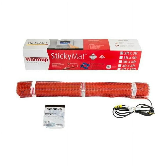 WarmUp DWM-09-120 3 ft. x 3 ft. 120V Heated Floor Mat - 9 sq. ft.