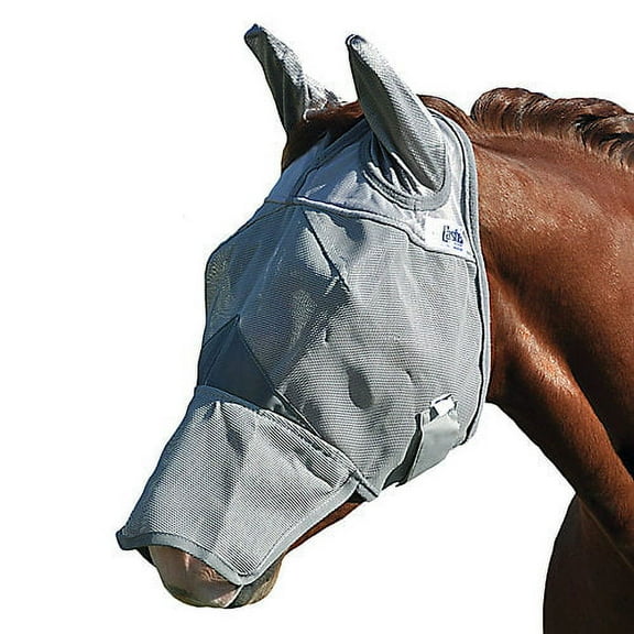 Warmblood Cashel Comfort Crusader Fly Mask W/ Ears Long Nose Grey