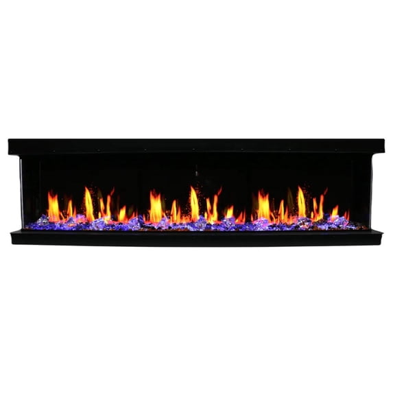 Warmcastle 72" 3-Side Smart HD LED Electric fireplace wifi Fireplace app with Acrylic Crushed Ice Rocks