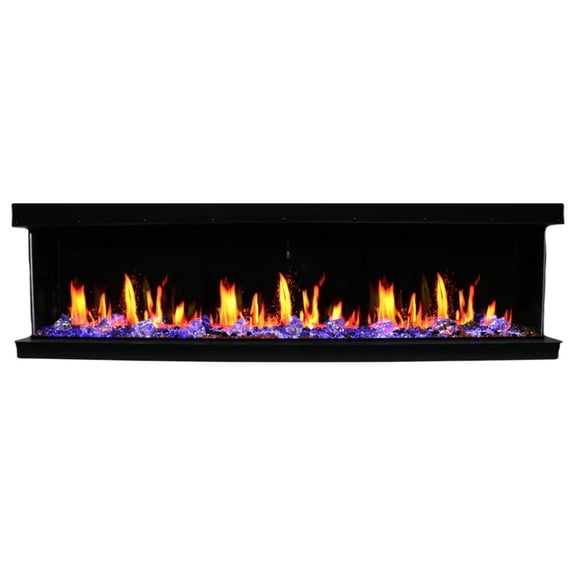 Warmcastle 72" 3-Side Smart HD LED Electric fireplace wifi Fireplace app with Acrylic Crushed Ice Rocks