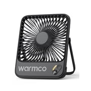 Warmco 7 in 4-Speed Indoor Personal Table Fan, Ultra-Slim, Digital Display, 10000mAh, Black