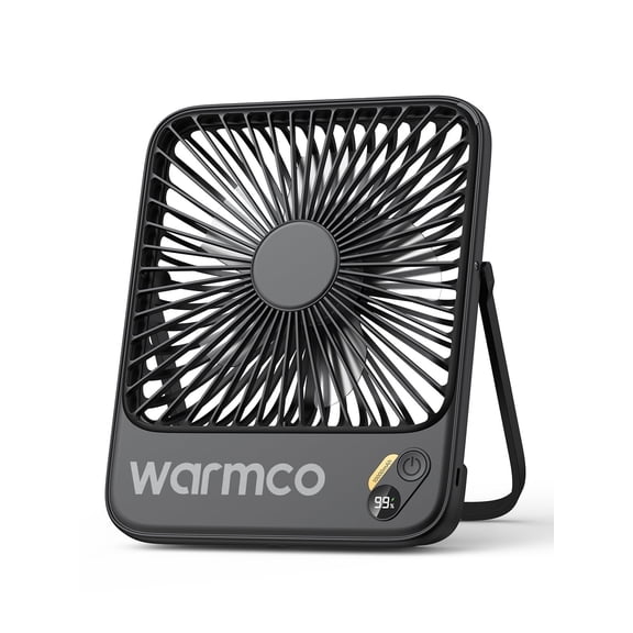 Warmco Desk Fans Rechargeable Portable 10000mAh, 7-Inch Quiet Battery Operated Desk Fan with Digital Display, Ultra-Thin Personal Travel Fan for Camping, Office, Bedroom and Cruise