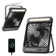 Warmco 8-Inch Rechargeable Camping Fan with LED Lantern and Hook, 20000mAh