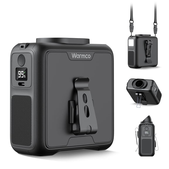 Warmco Portable Waist Fan,10000mAh Rechargeable Clip On Belt Fan with LED Light, 4 Speeds & 16000RPM Strong Airflow Wearable Neck for Camping, Outdoor, Hiking C108