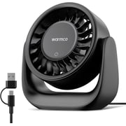 Warmco Small USB Desk Fan with Touch Control, Plug-in Personal Fan, Black