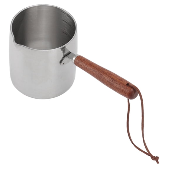 Warmer Pot, Fast Heating Milk Warmer Pot 2 Pour Spouts 450ML Multipurpose With Wooden Handle For Cheese For Milk For Leftovers