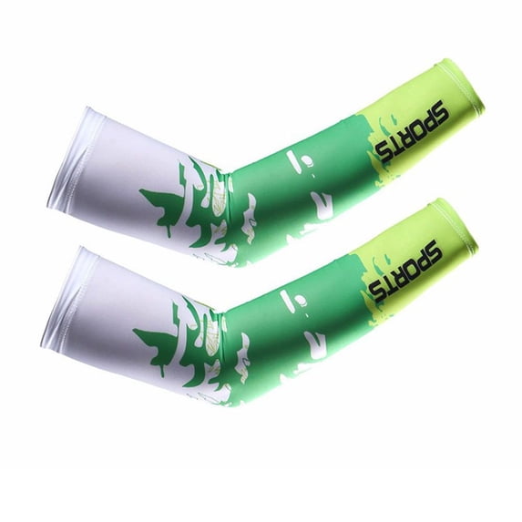 Warmer Summer Cooling Basketball Arm Cover Outdoor Sport Arm Sleeves Sun Protection GREEN XXL STYLE1