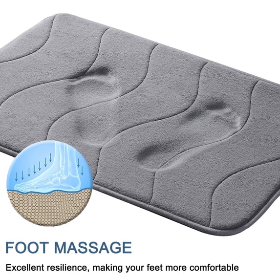Warmgifts Gray memory Foam Bath Rug, 24" x 27", Non-Slip