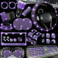 thumbnail image 1 of 27 PCs Women's Car Accessories Set - Bling Steering Wheel Covers, License Plate Frame, Phone Holder, Coasters (Purple Violet Diamond), 1 of 14
