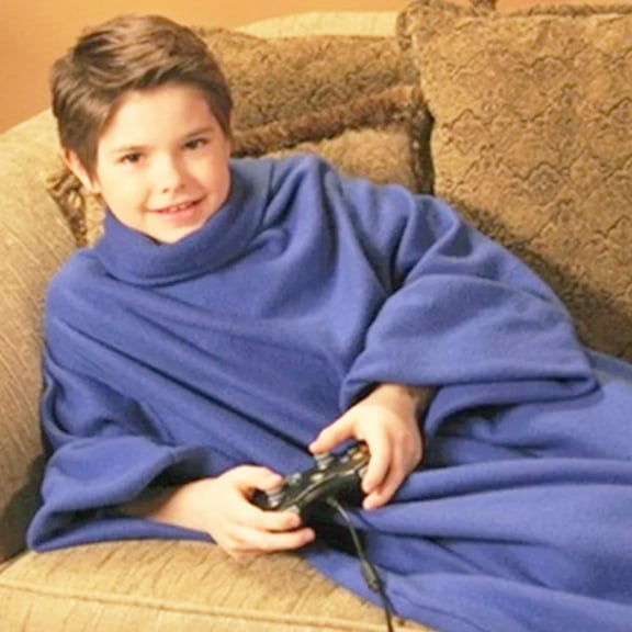 Warmie - For Kids Cozy Fleece Blanket with Sleeves Wearable Blue One size Fits all Adults