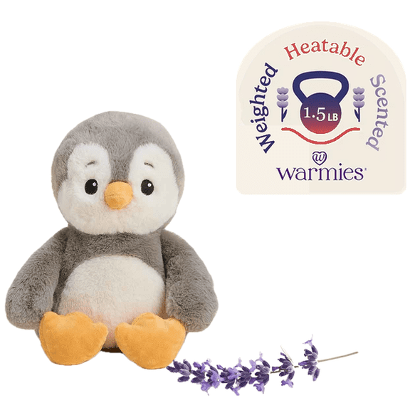 Warmies 13" Cute Penguin Stuffed Animals - Microwavable Heated Plushies and Weighted Soft Plush Toys