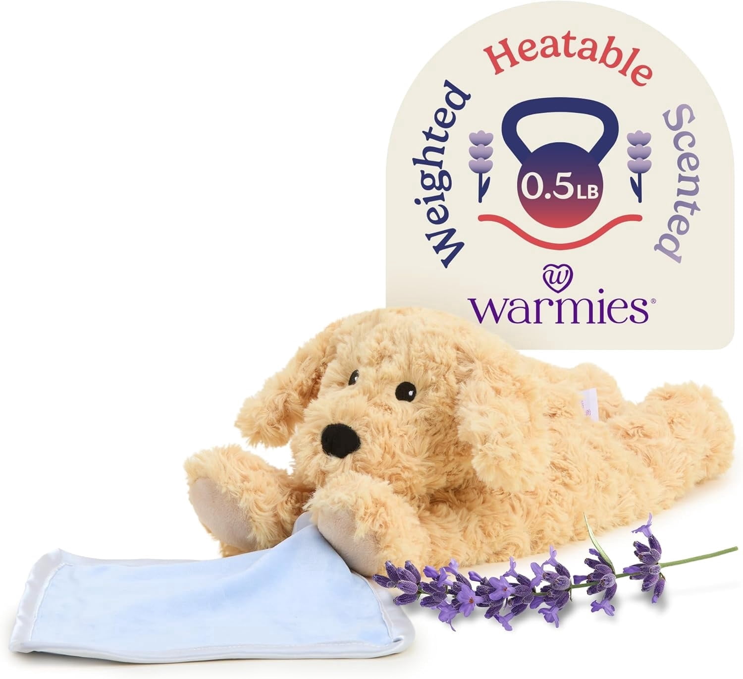 warmies 13&rdquo; Golden Dog Security Blanket, Microwavable Heated Plushies and Weighted Soft Plush Toys