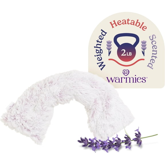 Warmies Heating Pad Wrap, Microwavable Neck and Shoulder Weighted Plush Heat Pad, Curly Gray
