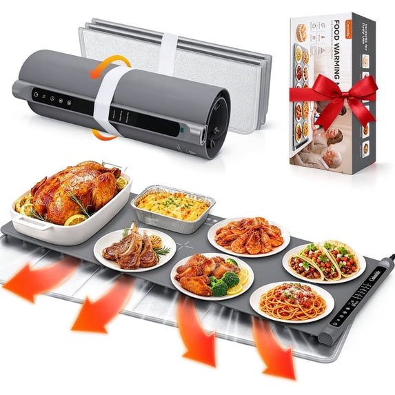 Warming Mat for Food, Electric Warming Tray with Heat-Resistant Pad-L ...