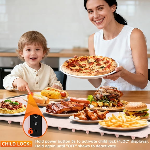 Warming Mat For Food Extra Large- 36"x16" Electric Warming Trays for Buffets Party, Food Warmers For Thanksgiving, Christmas House Warming Gift, Portable Heating Mat with 9 Temp Settings & 6H Timer