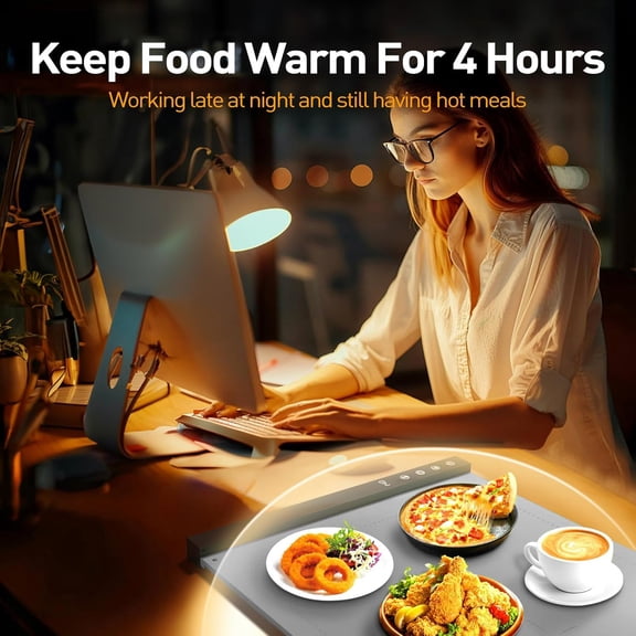 Warming Mat for Food,Food Warming Mat,Electric Warming Tray for Buffets Party and Home Daily Use,Heating Fastly in 10s,Portable Design,Timed Function for Your Family. (deep Gray)