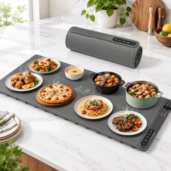 Warming Mat For Food -electric Tray Extra Large (36"x16") Rapid Full-surface Heating Portable & Rollable Versatile Warmer Counter