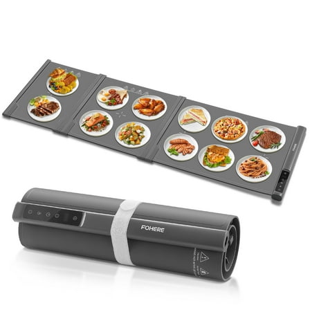 Warming Mat for Food Extra Large, 55"x16" 550W Splicing Food Warmer Trays for Buffets Party, Fast Full-Surface Heating Portable Mats for Food with 7 Level Adjustable Temperature 4 Hours Timer