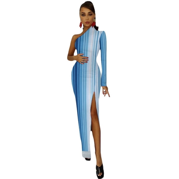 Warming Stripe: Global Half Dleeve Split Dress dresses for woman dress for women