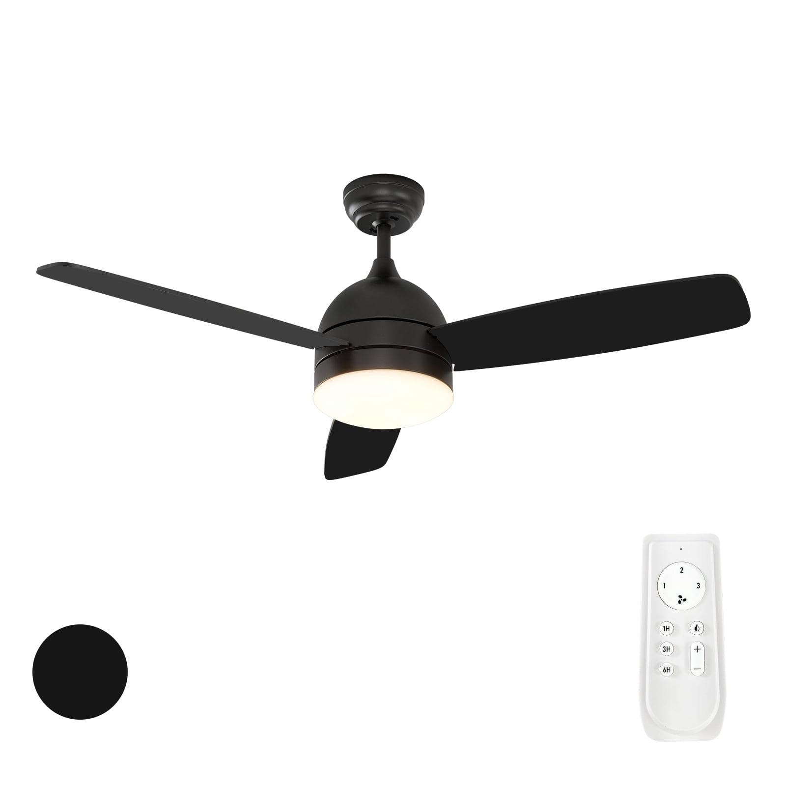 Warmiplanet 48" 3-Blades Modern Ceiling Fan with Light & Remote, Black, Dual-Color Blades, 6 Speeds, 3-Color Light