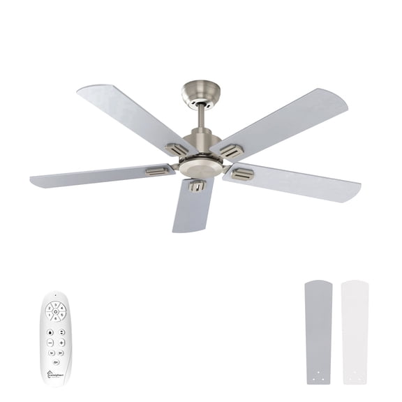 Warmiplanet 52" 5-Blade Sand Nickel Modern Ceiling Fan with Remote Control - 6 Speeds, 3 Color Temperatures, DC Motor, Reversible & Timer