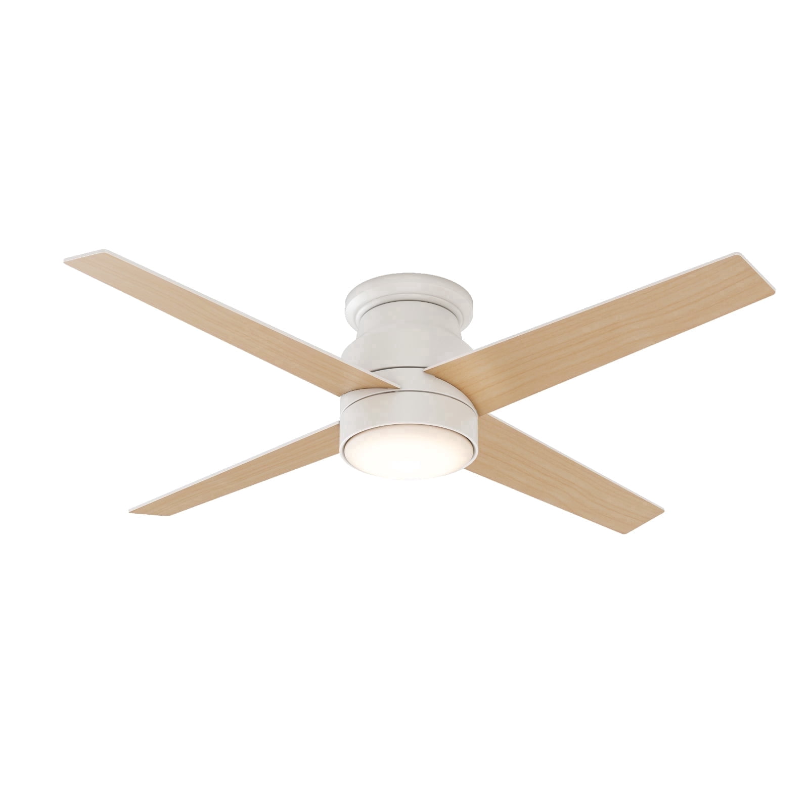 Warmiplanet 52" Modern Flush Mount Ceiling Fan with Light & Remote, White, Dual-Color Blades, DC Motor, 6 Speeds, 3-Color Light, Reversible, Timer