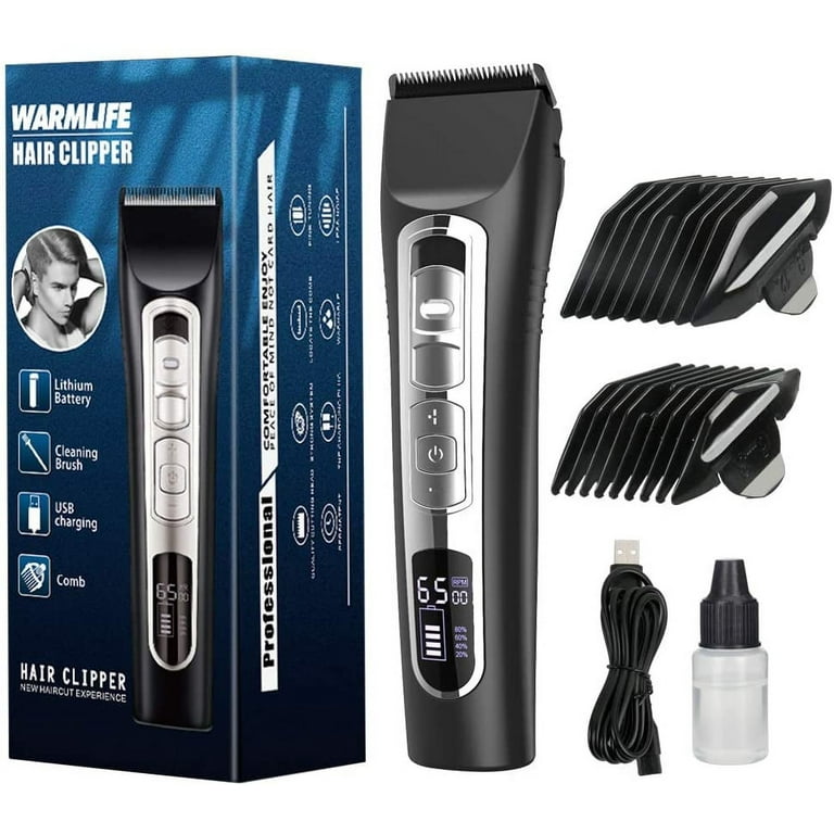 Warmlife Hair Clippers for Men Professional Electric Mens Hair Clippers for Hair Cutting Kit Premium Hair Trimmer with LED Display 3 Speed 4 Comb