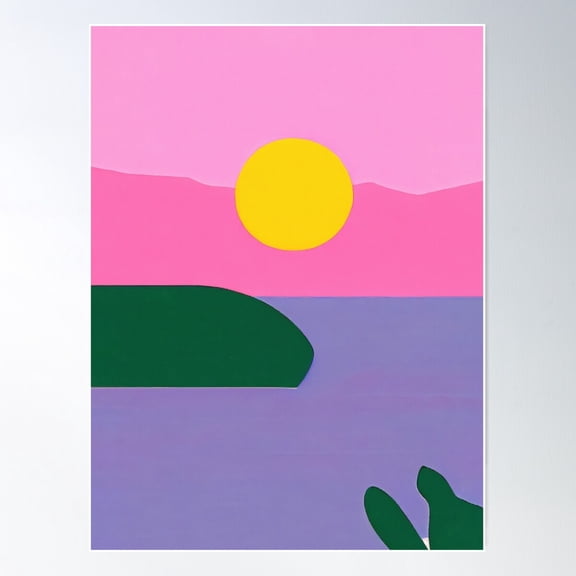 Warmly-Hued Purple Pink Sunset Sky Imp. Poster Wall Art, Modern Wall Decor For Living Room Bedroom, 8x12 UNFRAMED