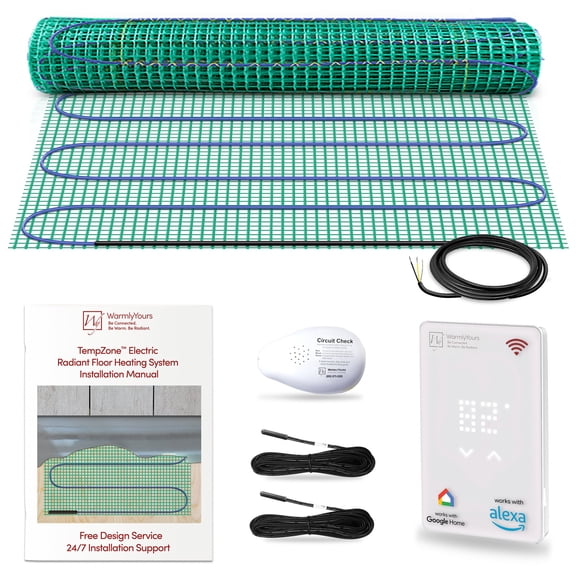 WarmlyYours TempZone Easy Mat Kit, 3 x 6 Ft., UWG5 WiFi Thermostat