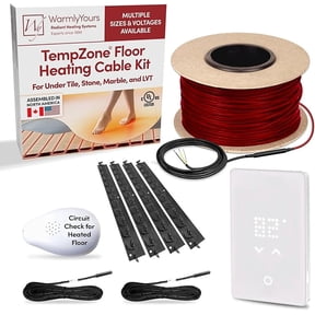 WarmlyYours Heated Floor System Cable Kit 13 sqft 120V Radiant Electric Floor Heating System for Bathrooms, Heated Flooring System Under Tile Floors with UTN5 LED Touch Non-Programmable Thermostat