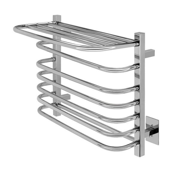 Vancouver Electric Towel Warmer. Wall Mounted, Polished Stainless Steel, 6-Bar Hardwired Heated Towel Rack for Luxury Spa-Like Comfort in Your Bathroom